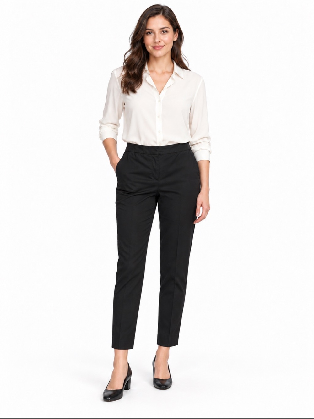 Boden Black Ankle Pants Stretch Cotton Tapered Work Trousers Size 10R